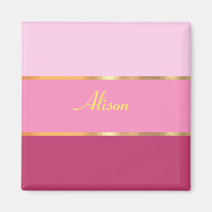 chic rosa rand guld Namn Magnet