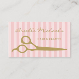 Chic Rosa Rand Guld Sissor Hair och Beauty Visitkort