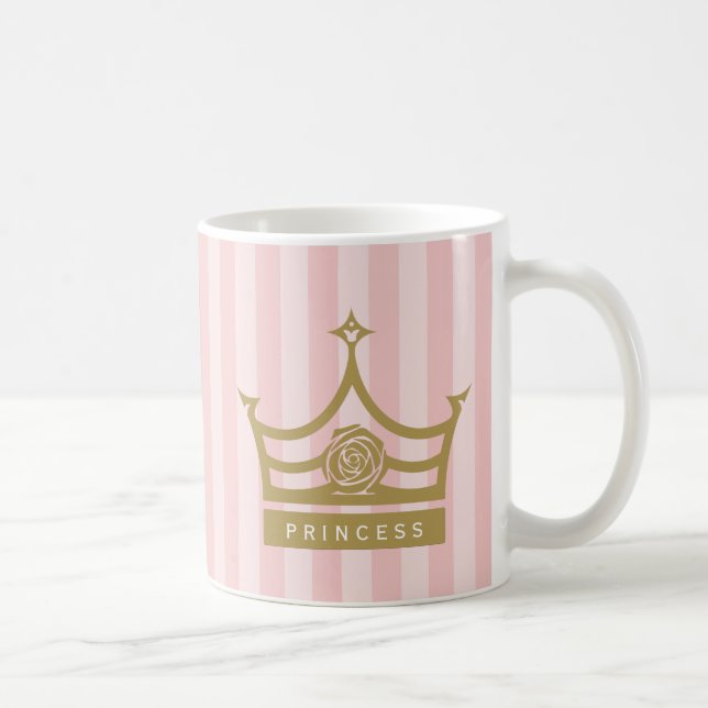 Chic Rosa Rand och Guld Ro Princess Krona Kaffemugg (Höger)