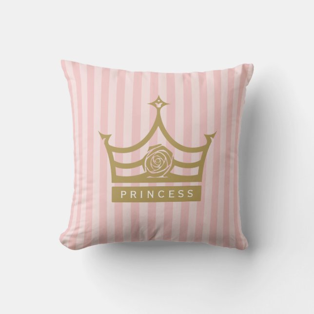 Chic Rosa Rand och Guld Ro Princess Krona Kudde (Framsida)