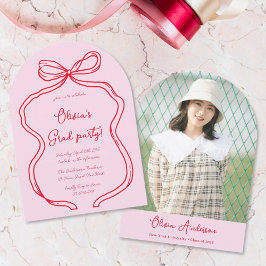 Chic Rosa Red Hand plockade Bow Photo Arch Student Inbjudningar