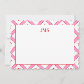 Chic Rosa & Red Mönster Monogram Stationary Anteckningskort