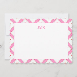 Chic Rosa & Red Mönster Monogram Stationary Anteckningskort