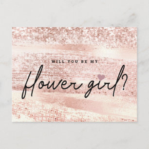 Chic Rosa & Ro Guld Flower Girl Frieri Vykort