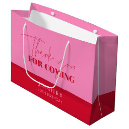 Chic Rosa Röd Script Födelsedag Tack