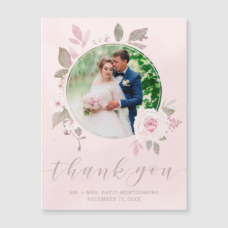 Chic Rosa ros Blommigt Bröllop Photo Tack