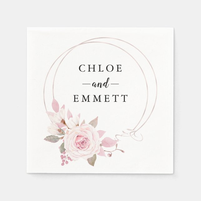 Chic  Rosa ros Blommigt Utandning Pappersservett (Framsidan)