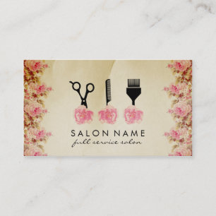 chic rosa ros för hairstylist för visitkort
