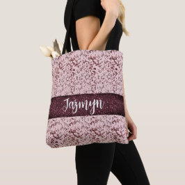 Chic Rosa ros Glittery MarblePersonalized Tygkasse