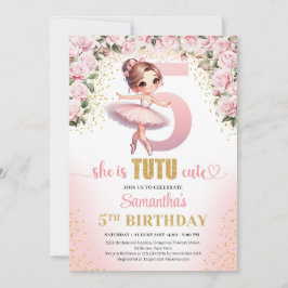 Chic rosa ros guld ballerina flicka 5 år inbjudningar
