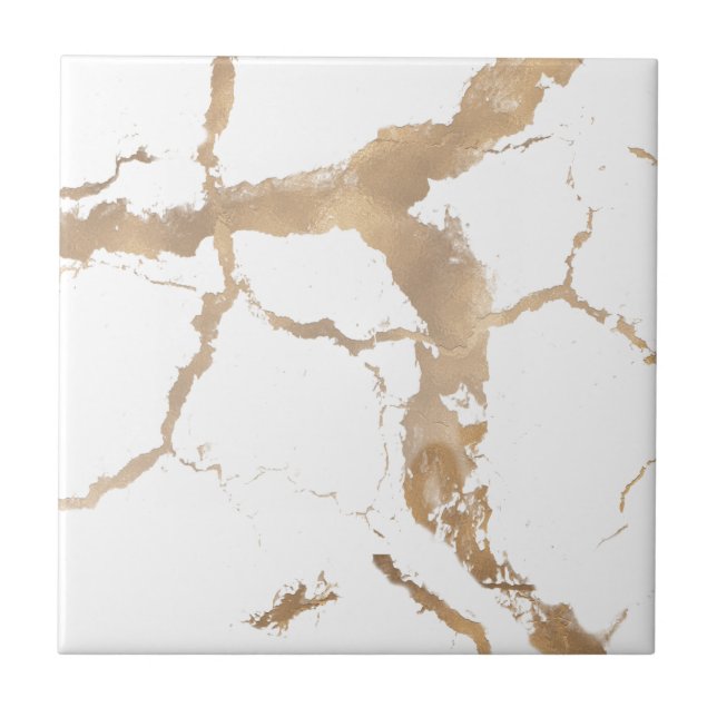 Chic Rosa ros Guld Metallic Marble look Glamor Kakelplatta (Framsidan)