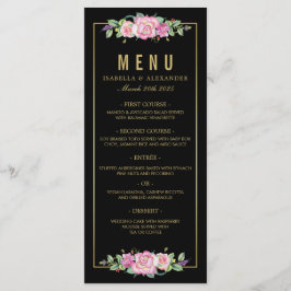 Chic Rosa ros och Guld Black Rand Bröllop Meny