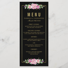 Chic Rosa ros och Guld Black Rand Bröllop Meny