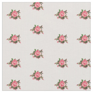 Chic Rosa ros och Rand Fabric Tyg