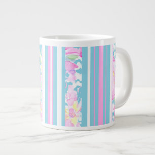 Chic Rosa ros, Turquise Rand: Big Coffee Mugg Jumbo Mugg