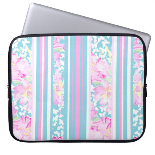 Chic Rosa ros, Turquise Rand: Laptop sleeve