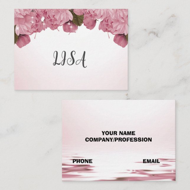 chic rosa ros visitkort (Fram/baksida)