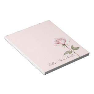 Chic rosa rosblomma anteckningsblock