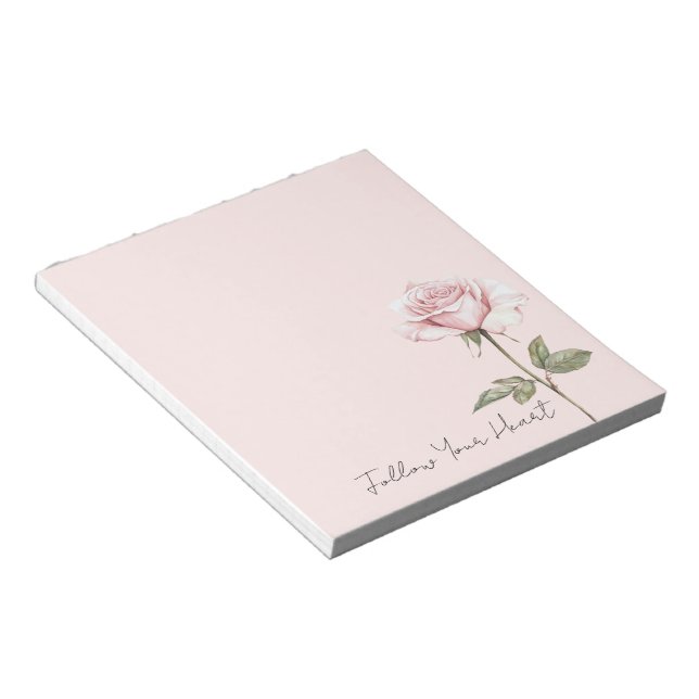 Chic rosa rosblomma anteckningsblock (Vinklad)