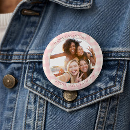 Chic Rosa Rutig Typografi Foto Galentines Dag Knapp