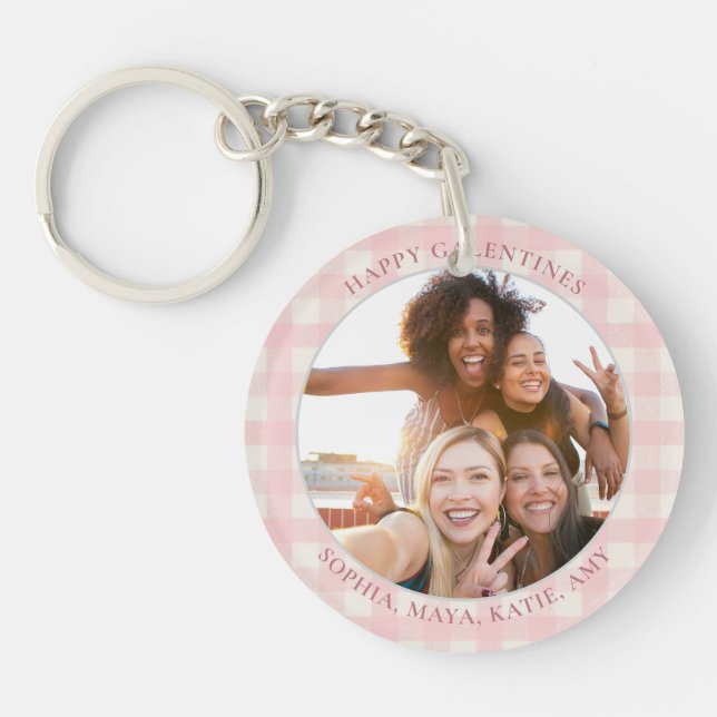 Chic Rosa Rutig Typografi Foto Galentines Day (Framsidan)