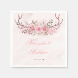 Chic  Rosa Sage Blommigt Hjort Antlers Bröllop Pappersservett