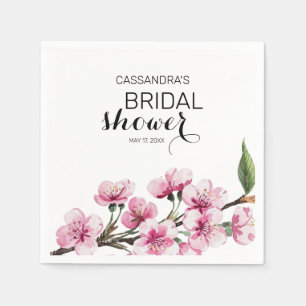 Chic Rosa Sakura Blommigt Botanisk Möhippa Pappersservett