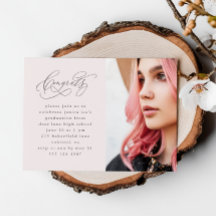 Chic Rosa Script Photo Studenten Magnetic Inbjudan