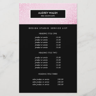 Chic Rosa Sequin Black Salon Pricing & bServices Flygblad