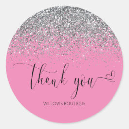 Chic Rosa Silver Glitter Tack Runt Klistermärke