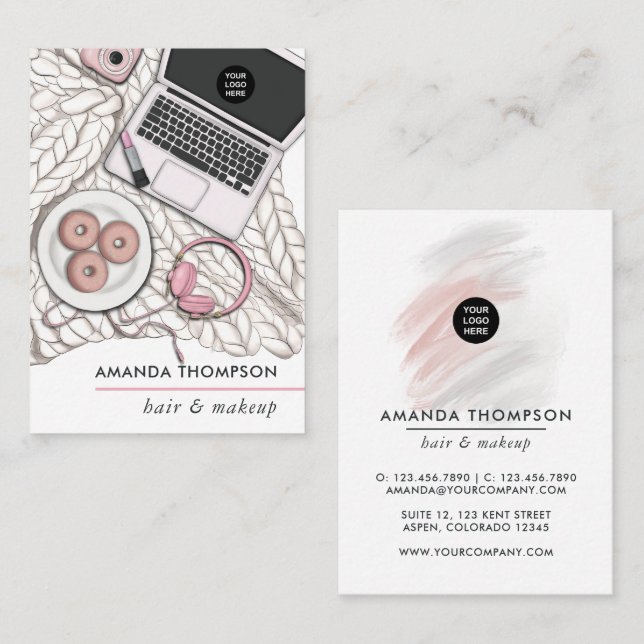 Chic rosa skönhet mode visitkort (Fram/baksida)