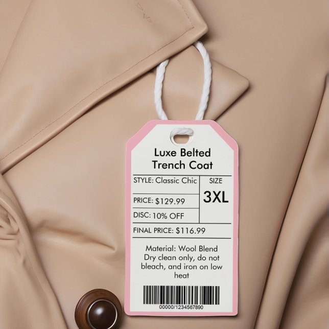 Chic Rosa Small Business Logotyp Clothing Pris Mär Presentetikett (Skapare uppladdad)