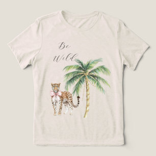 Chic Rosa Squares Guld Handflatan Träd Leopard T Shirt