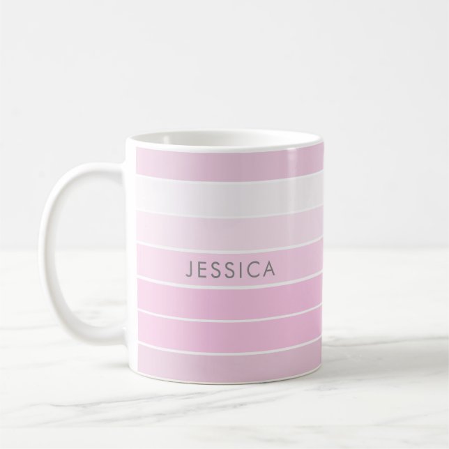 Chic Rosa Sripe Mönster minimalist Kaffemugg (Vänster)