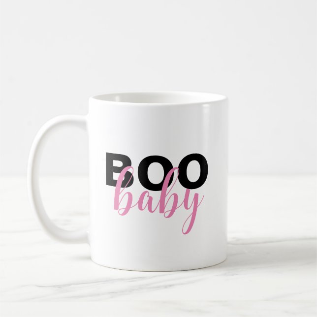 Chic Rosa Svart Boo Baby Citat Kaffemugg (Vänster)