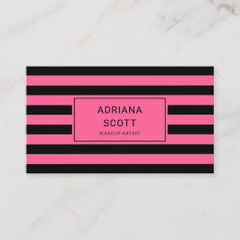 Chic rosa svart rand Beauty Professional Visitkort