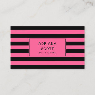 Chic rosa svart rand Beauty Professional Visitkort