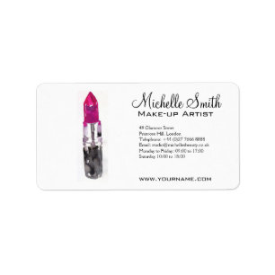 Chic rosa svart silver läppstift Makeup Adressetikett