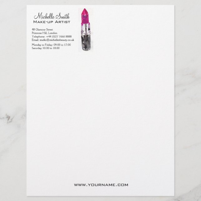 Chic rosa svart silver läppstift Makeup Brevhuvud (Framsida)