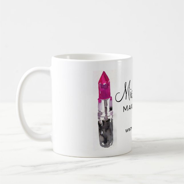 Chic rosa svart silver läppstift Makeup Kaffemugg (Vänster)