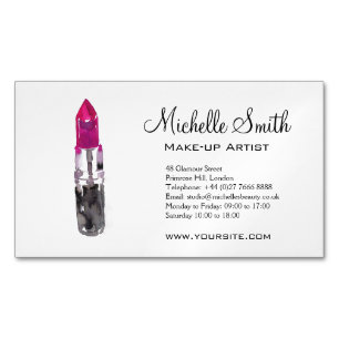 Chic rosa svart silver läppstift Makeup Magnetiska Visitkort