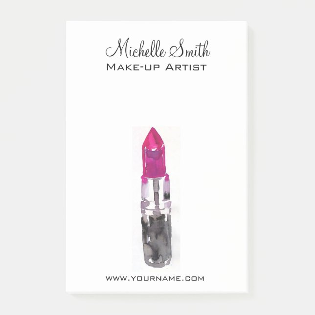 Chic rosa svart silver läppstift Makeup Post-it Block (Framsida)