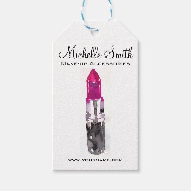 Chic rosa svart silver läppstift Makeup Presentetikett (Framsidan)