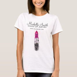 Chic rosa svart silver läppstift Makeup Tee Shirt