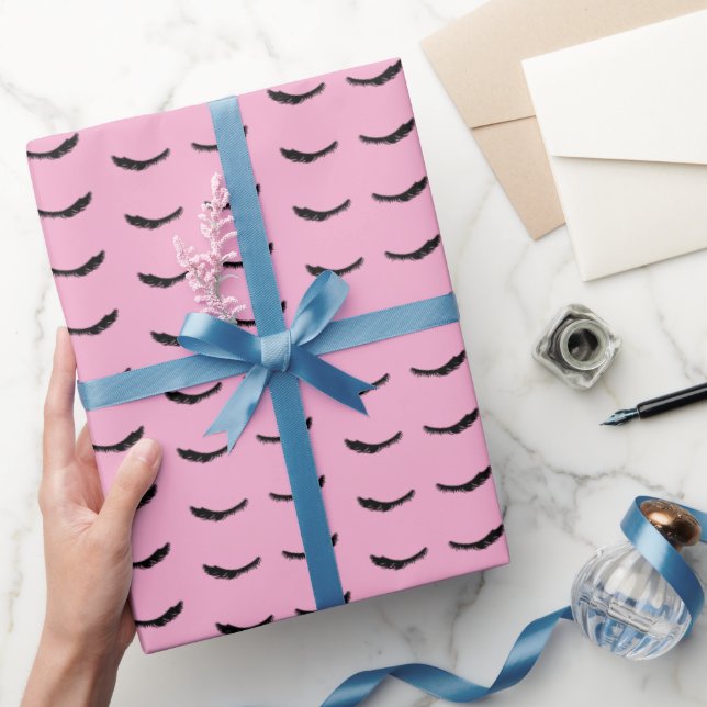 Chic Rosa Svarta Ögonfransar Glam Presentpapper (Gifting)