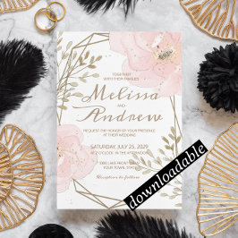 Chic Rosa & Taupe Romantic Blommigt Bröllop Inbjudningar