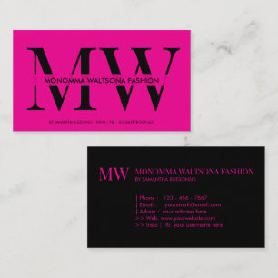 Chic rosa typografi monogram bokstavsnamn visitkort