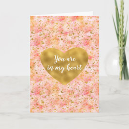 Chic Rosa Vattenfärgning Guld Konfetti Heart Kort