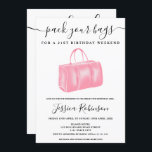 Chic rosa vattenfärgsäcksfödelsedagsprogram helg inbjudningar<br><div class="desc">Planera perfekt21a födelsedagsprogrammet party helg och resväg och packa dina väskor med den här säcken med rosa vattenfärgssäcken helg</div>