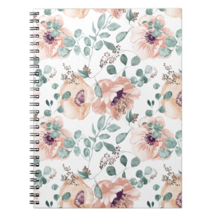 Chic Rosa Vattenfärgsblommor - bärbar dator Anteckningsbok